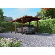 Carport VICTOR, 1 voiture pin FSC traité autoclave marron