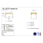 Abri 2 pentes Bois Douglas France Carport Auvent voiture 550x400cm max H 250cm