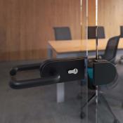Kit serrure gâche portes verre doubles loquet horizontal porte verre 8-12mm acier alu. noir