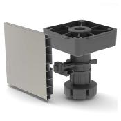 Kit pieds Vérins Bone base carrée meubles haut. 150mm réglable 148-190mm plastique Noir