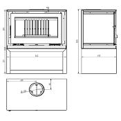 Poêle à bois de face avec bûcher 18kw vermiculite bûches 75cm sortie 200mm