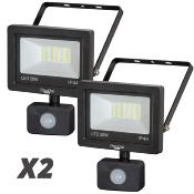 Lot de 2 Projecteurs LED 20 watt 1500 lumen IP44 mural avec dtecteur