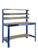 Établi métal bleu bois capacité charge 600 kgs dim.1445x1210x610mm à visser