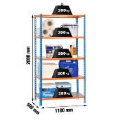 Étagère en métal bleu orange galva 5 étagères 200 kgs dim.2000x1100x500mm sans vis