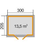 Abri 122 T.3, en épicéa surface intérieure utile de 5,87 m²